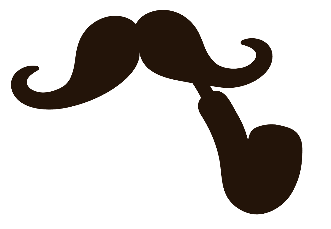 Elegant Moustache with Pipe on Transparent Background
