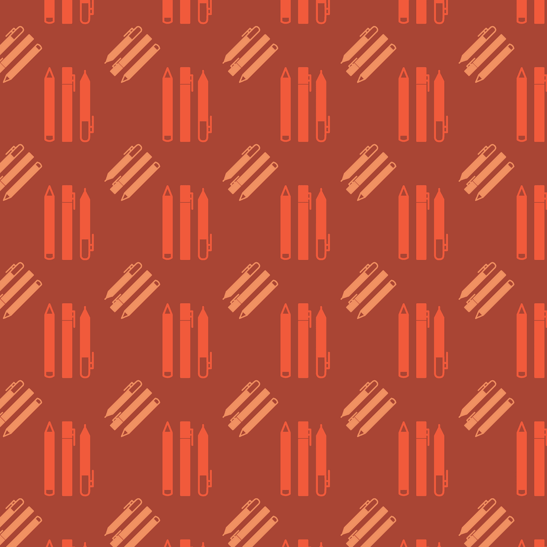 Red Pens Pattern on Transparent Background for Stationery Designs