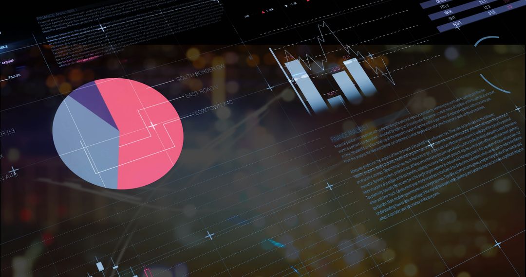 Futuristic HUD Interface with Neon Graphs and Analytics