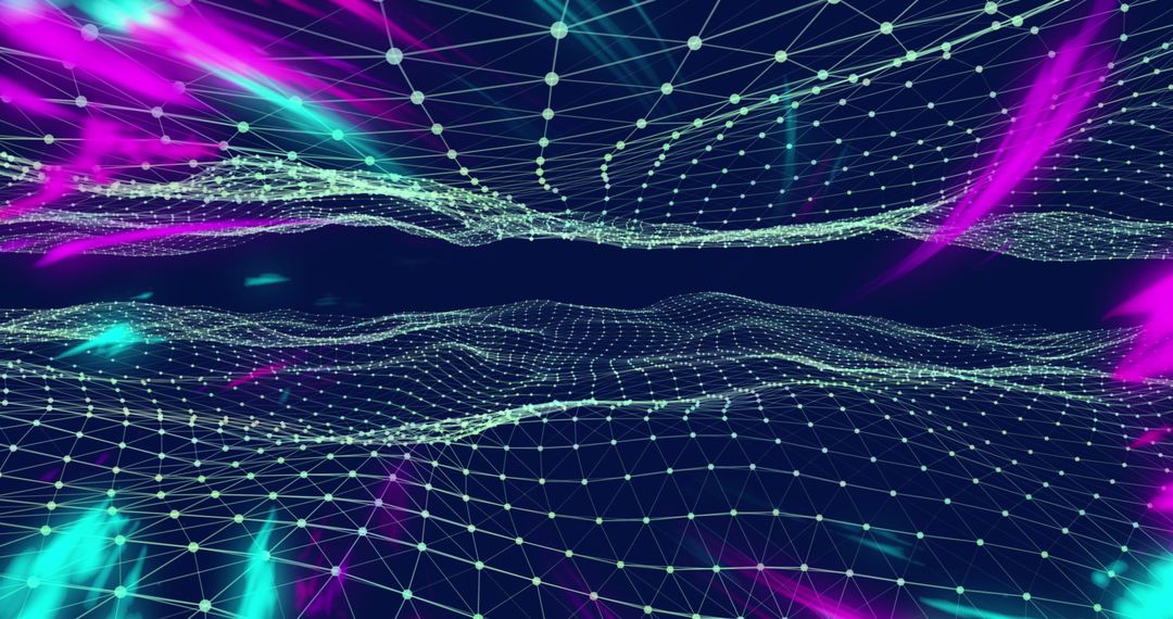 Futuristic Quantum Network with Vibrant Light Trails