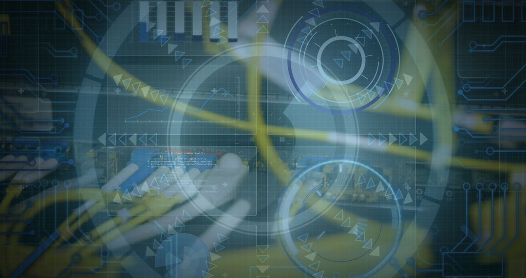 Futuristic Digital Interface with Data Processing HUD