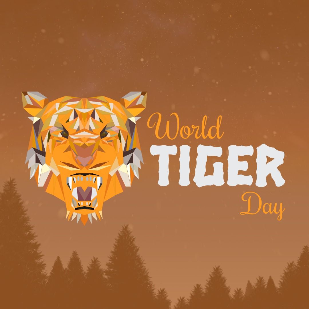 Illustration of world tiger day text by tiger face against brown background with sky, copy space - Download Free Stock Templates Pikwizard.com