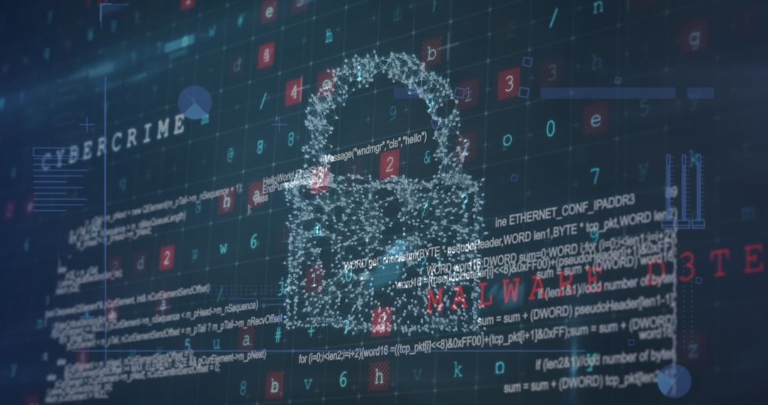 Digital Graphics Highlighting Cybercrime and Malware Threat