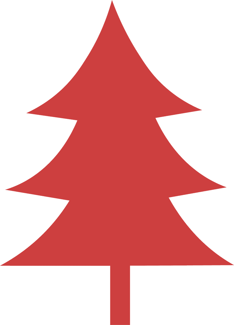 Red Christmas Tree Silhouette on Transparent Background