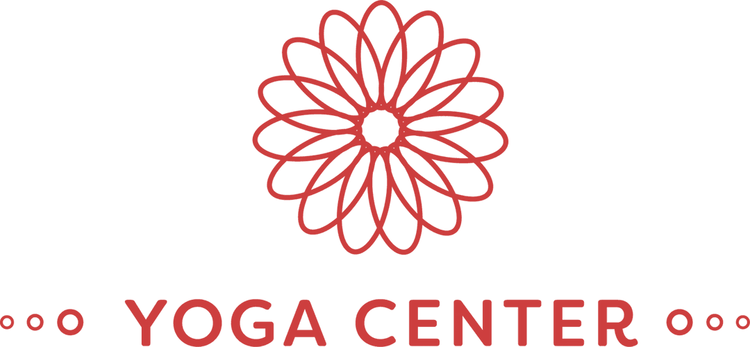 Yoga center logo with flower outline on transparent background