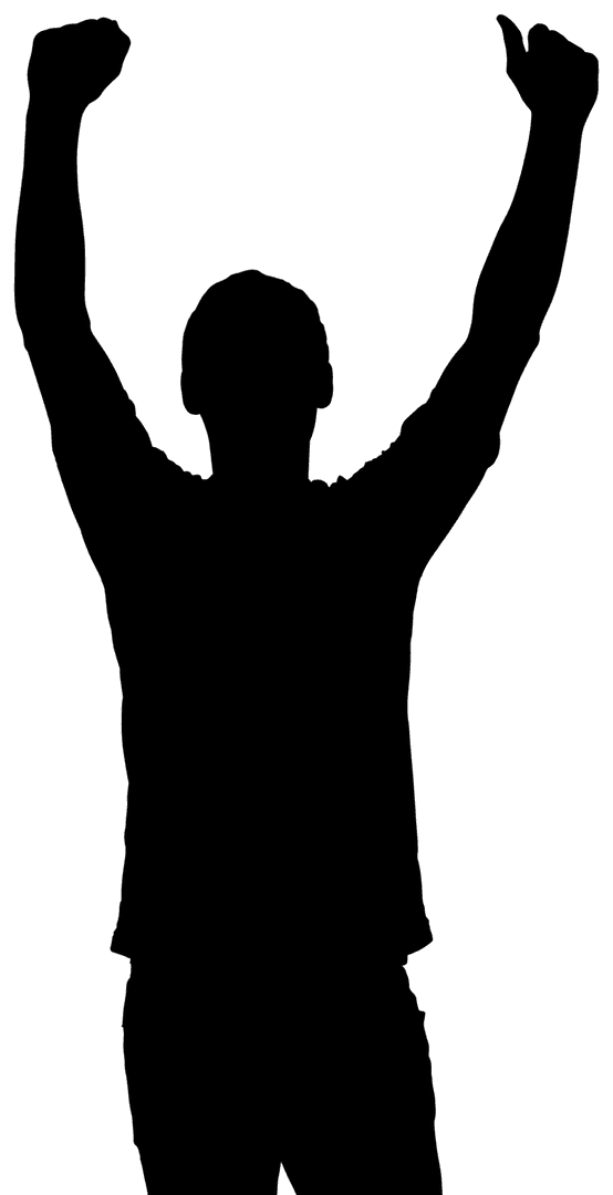 Silhouette of Victorious Sportsman on Transparent Background