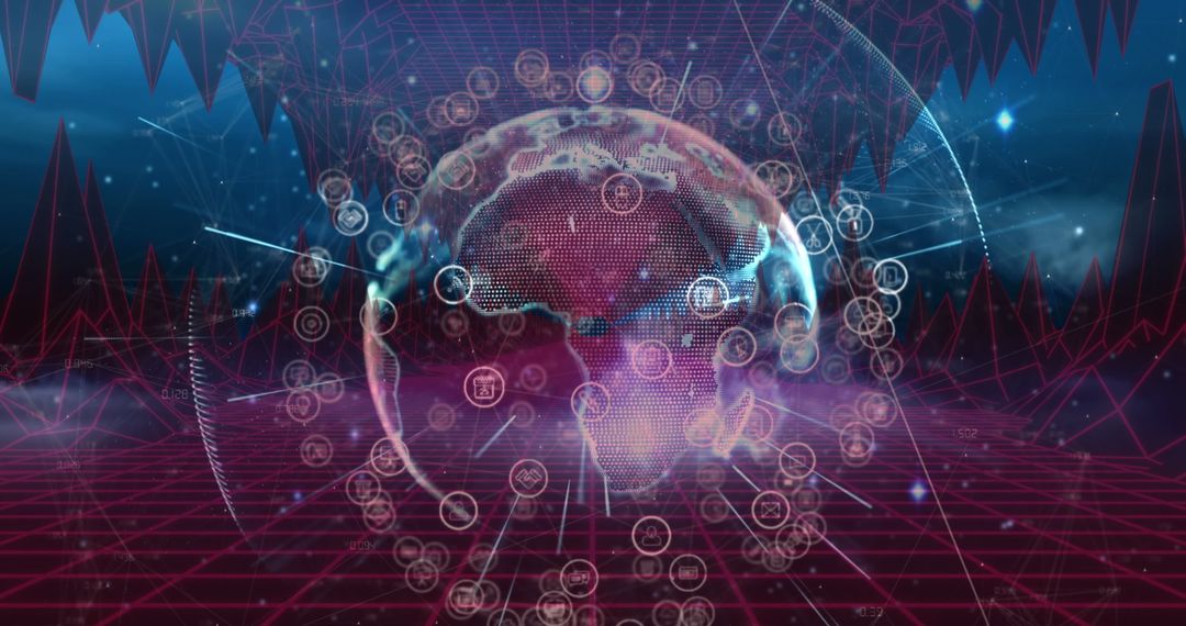 Futuristic Digital Globe with Data Network Connections