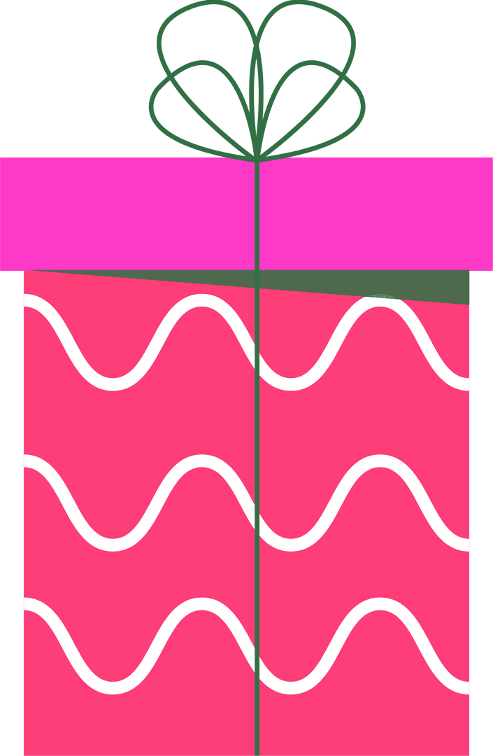 Transparent Gift Box with Pink Stripes and Green Bow