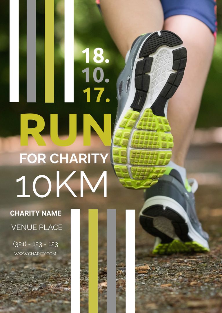 Energetic Charity Run Advertisement with Focus on Running Shoes - Download Free Stock Templates Pikwizard.com