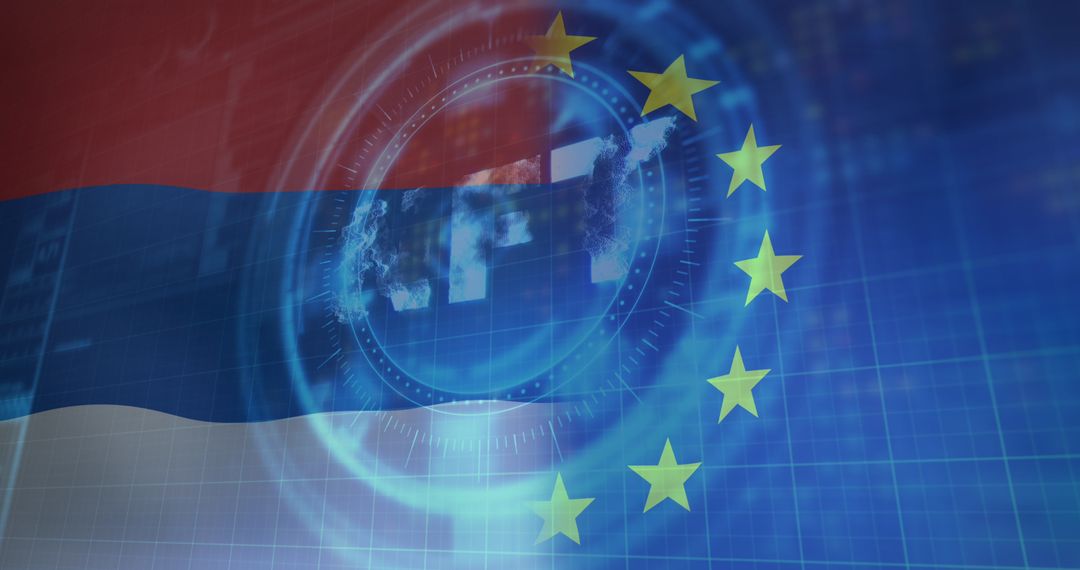 Cryptocurrency Concept with Russia and EU Flags