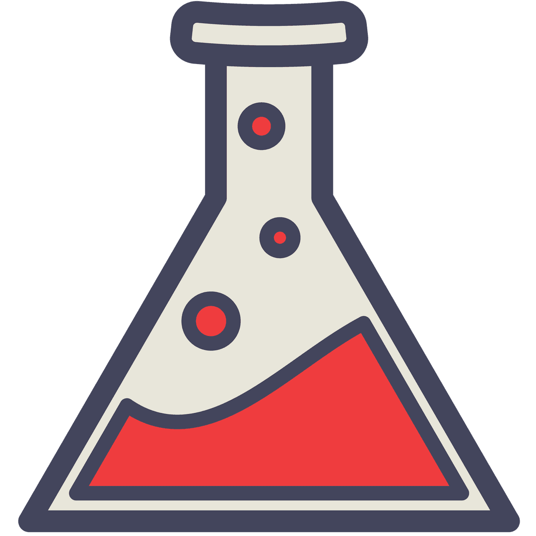 Chemistry Lab Flask with Red Liquid on Transparent Background