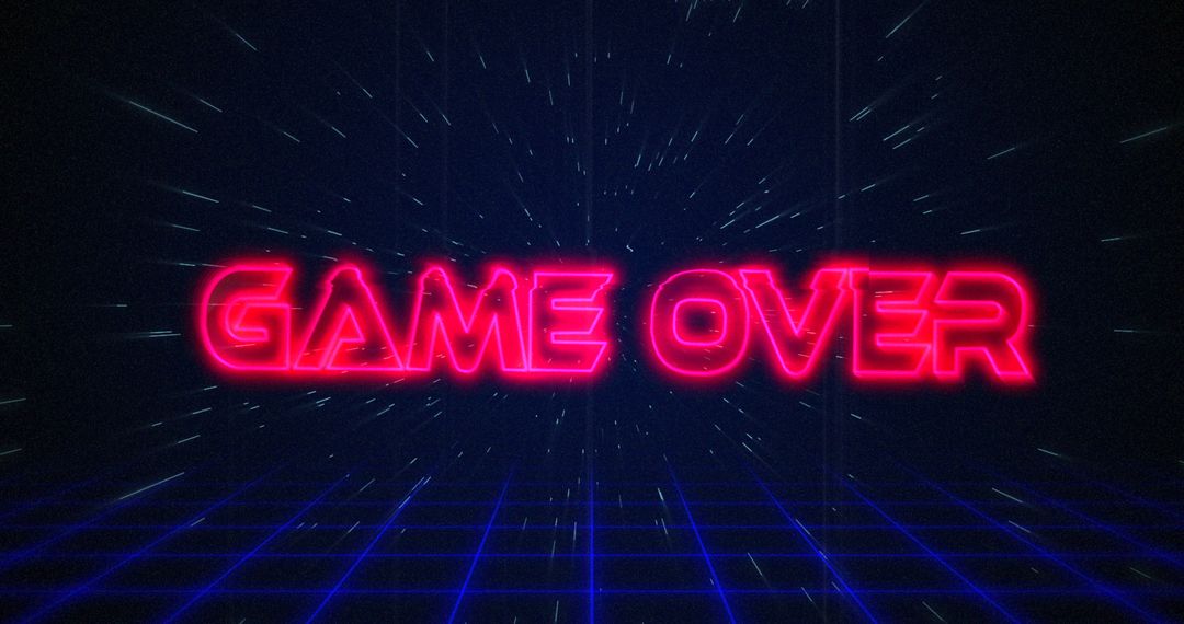 Retro Glowing 'Game Over' Text in Futuristic Neon Style