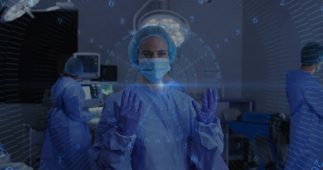 Surgeon and Team in High-Tech Operating Room