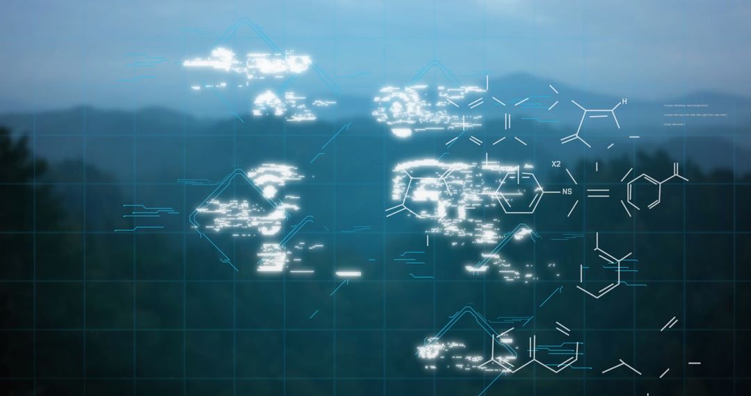 Digital Security Padlock with Futuristic Network Connections