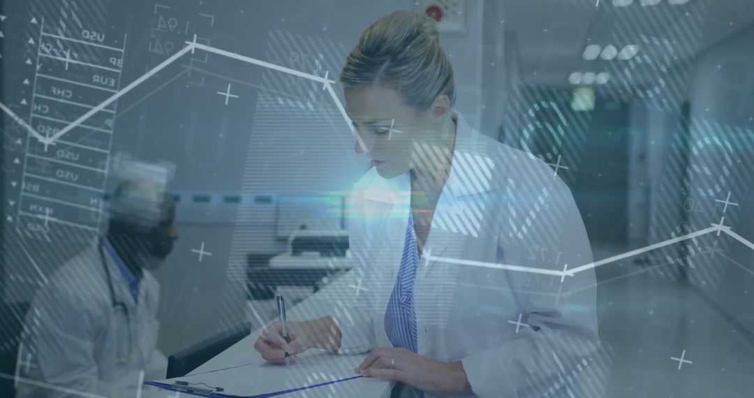 Doctor Analyzing Data at Hospital Nursing Station