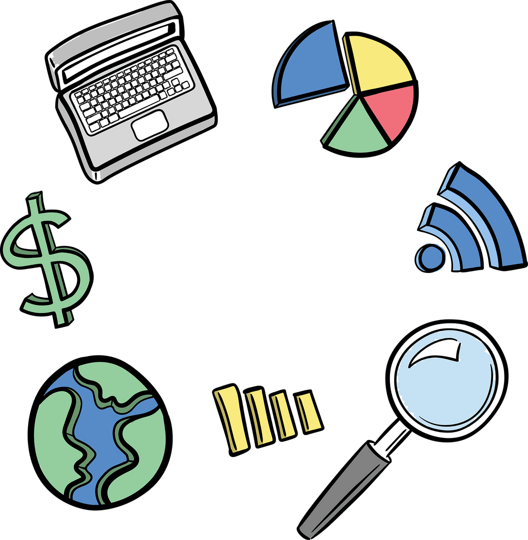 Colorful Transparent Business Symbols on Vector Background