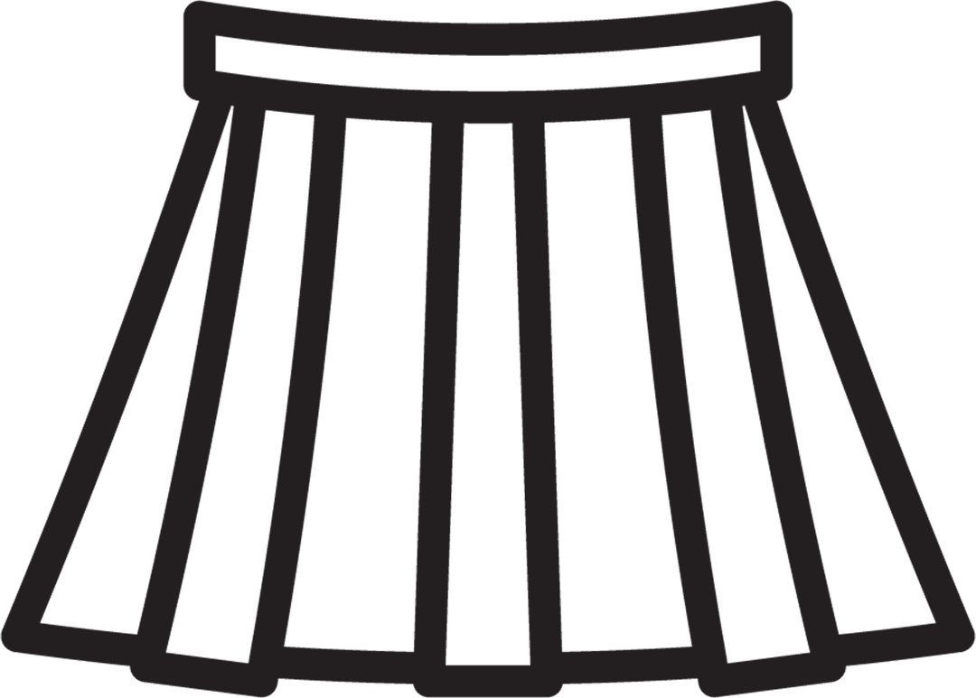 Pleated Skirt Outline on Transparent Background for Fashion Design
