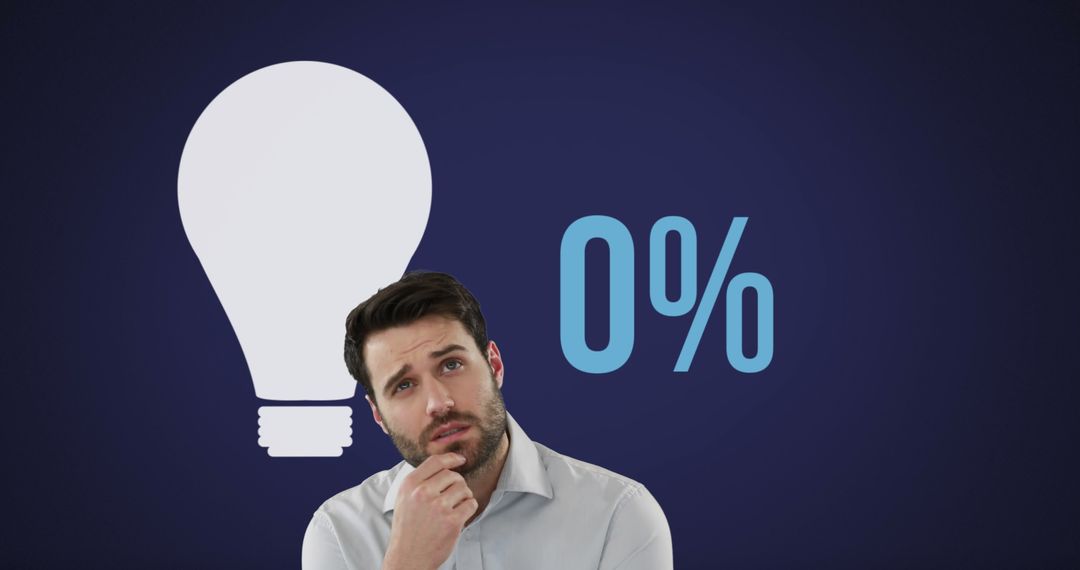 Pensive Man Contemplating Innovative Idea with Graphic Elements