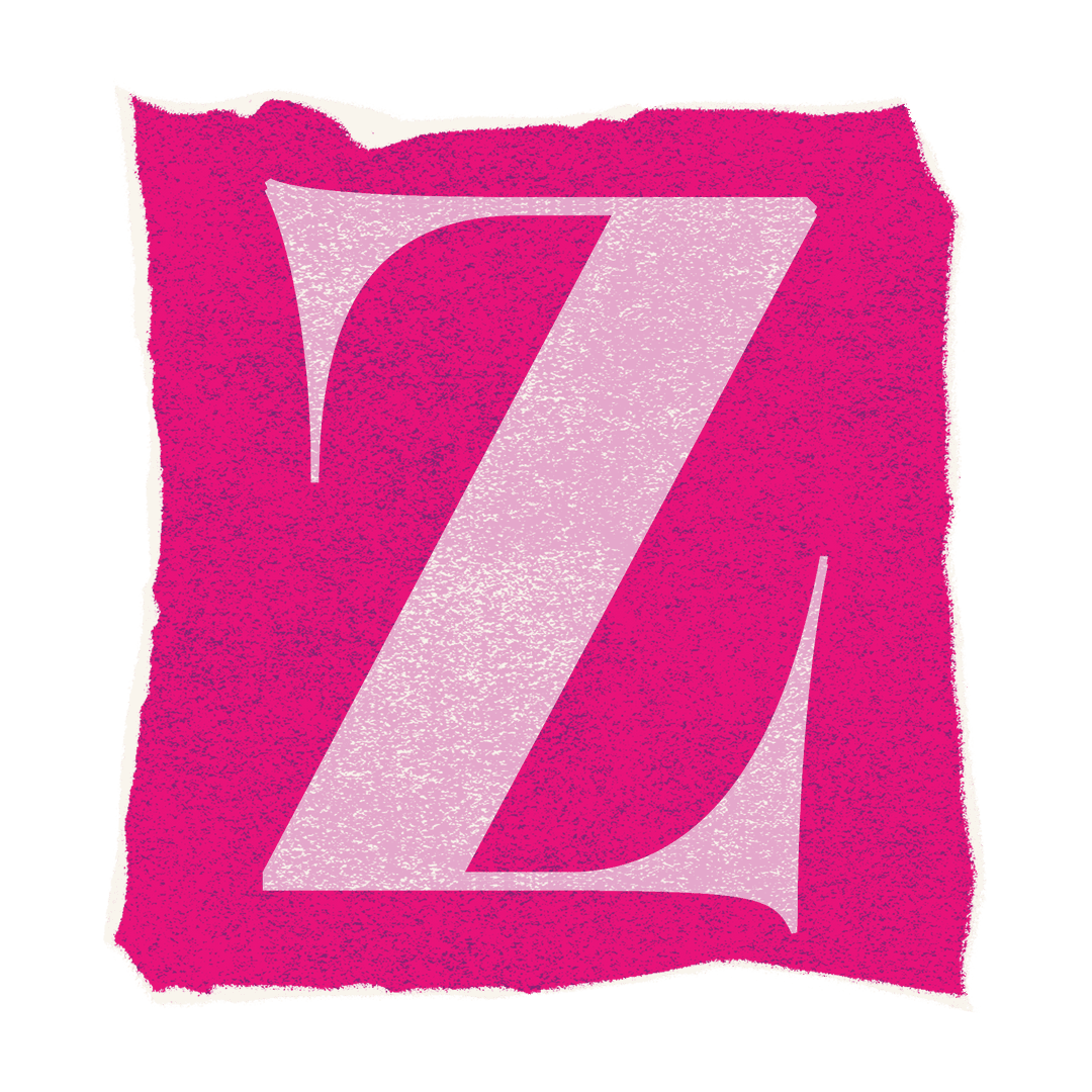 Stylized Uppercase Z with Magenta Square Graphic Design Transparent Background