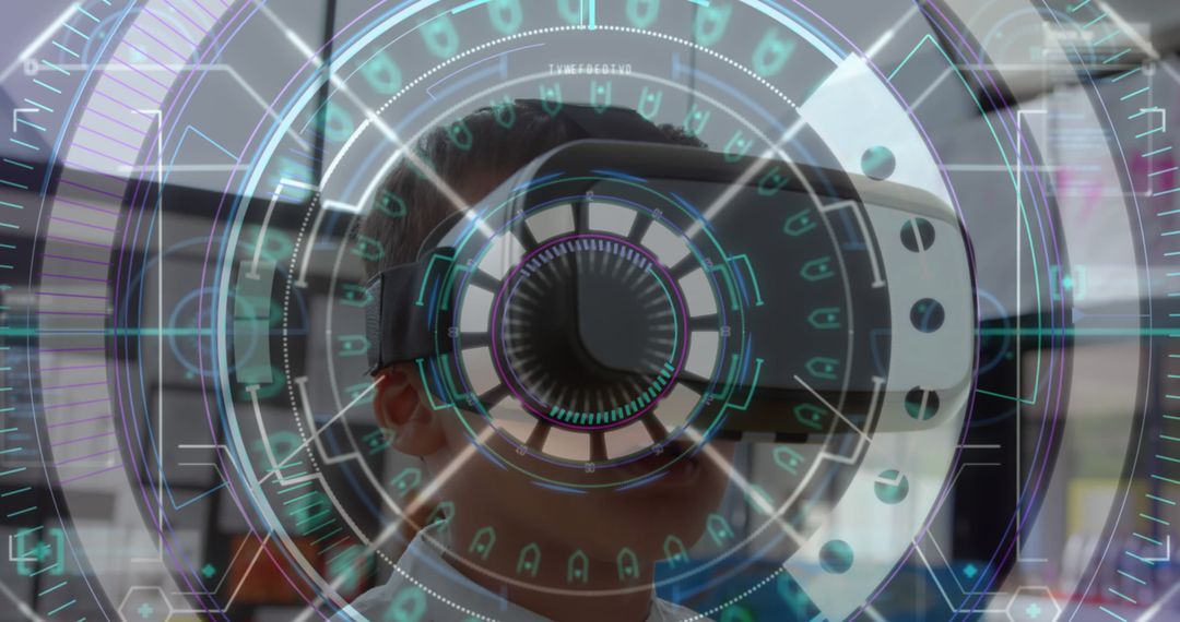 Child Engaged in Virtual Reality Exploration at School