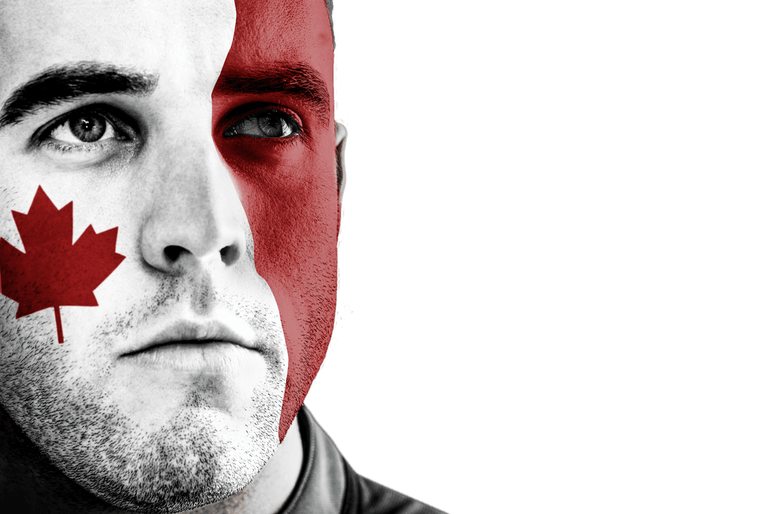 Transparent Background Face with Canadian Flag Colors