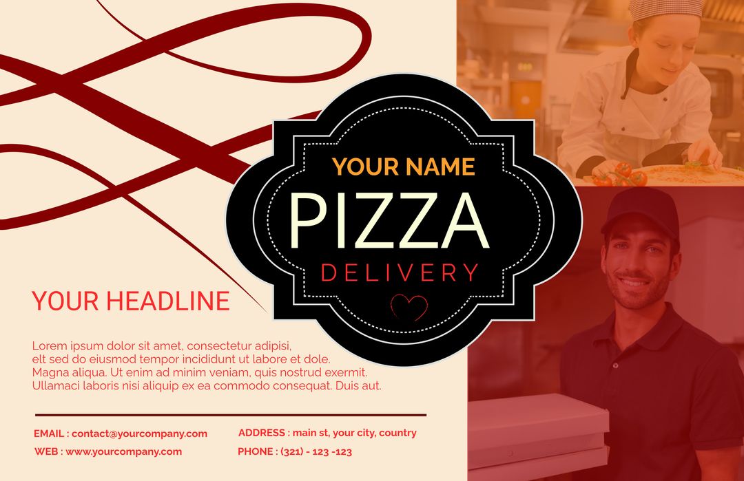 Professional Pizza Delivery Service Advertising Template - Download Free Stock Templates Pikwizard.com