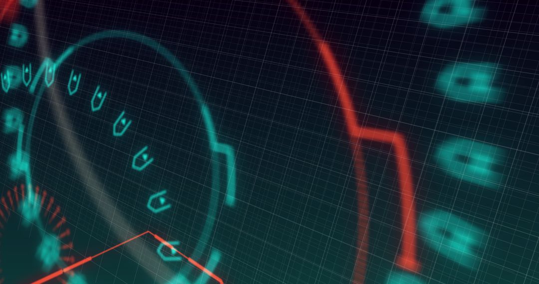 Futuristic Digital Interface with Grid and Scan Markers