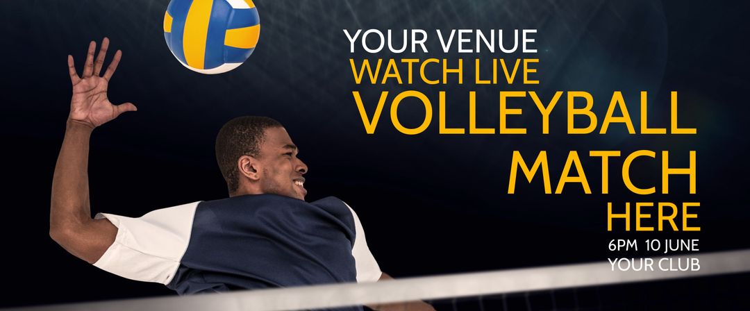 Live Volleyball Match Promotional Banner for Bars and Clubs - Download Free Stock Templates Pikwizard.com