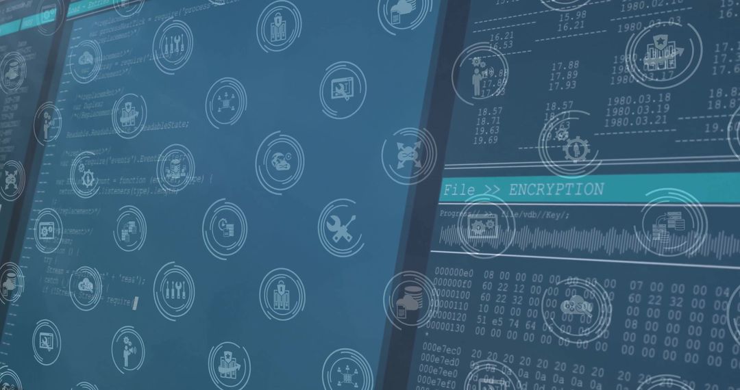 Digital Interface with Data Processing Business Icons