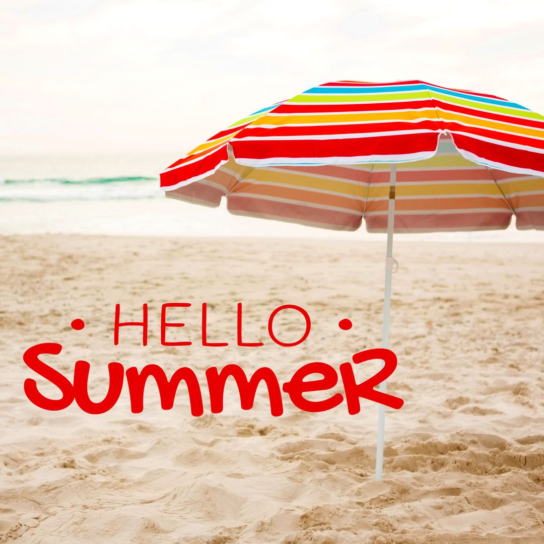 Bright Summer Umbrella with Captivating Hello Summer Greeting