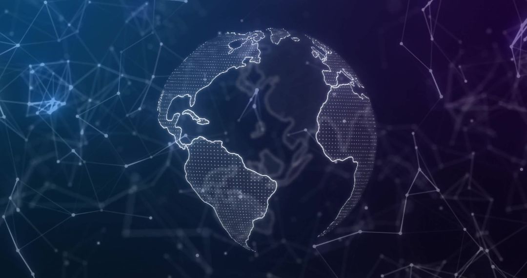 Digital Network Connections on Spinning Earth Globe