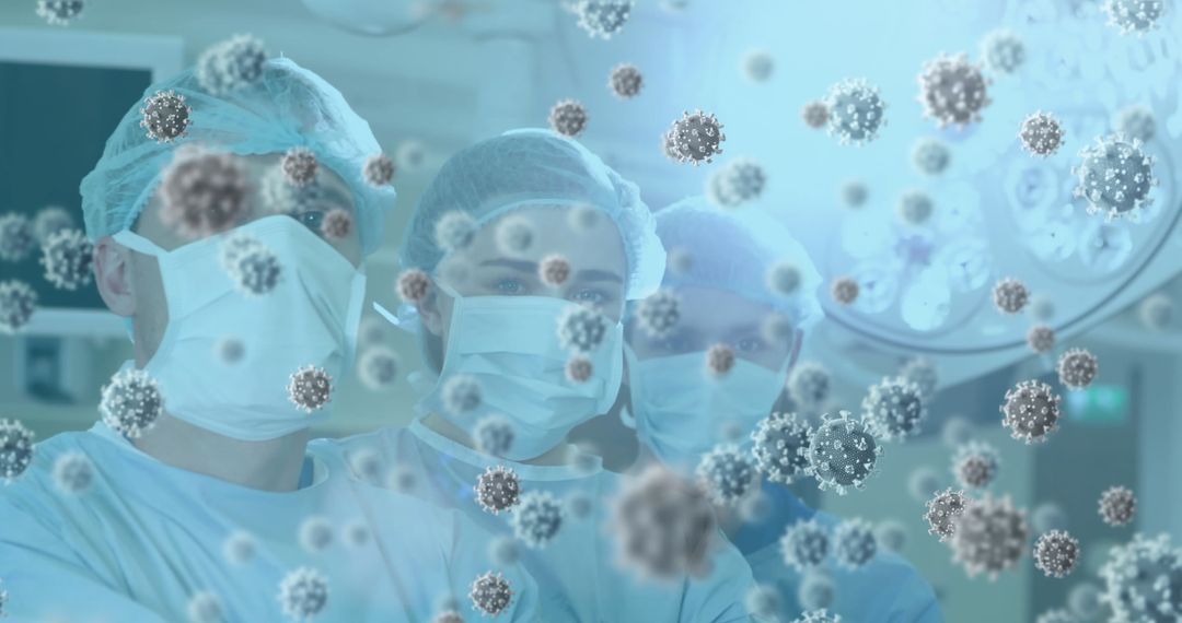 Doctors Viewing COVID-19 Virus Cells Digital Composite