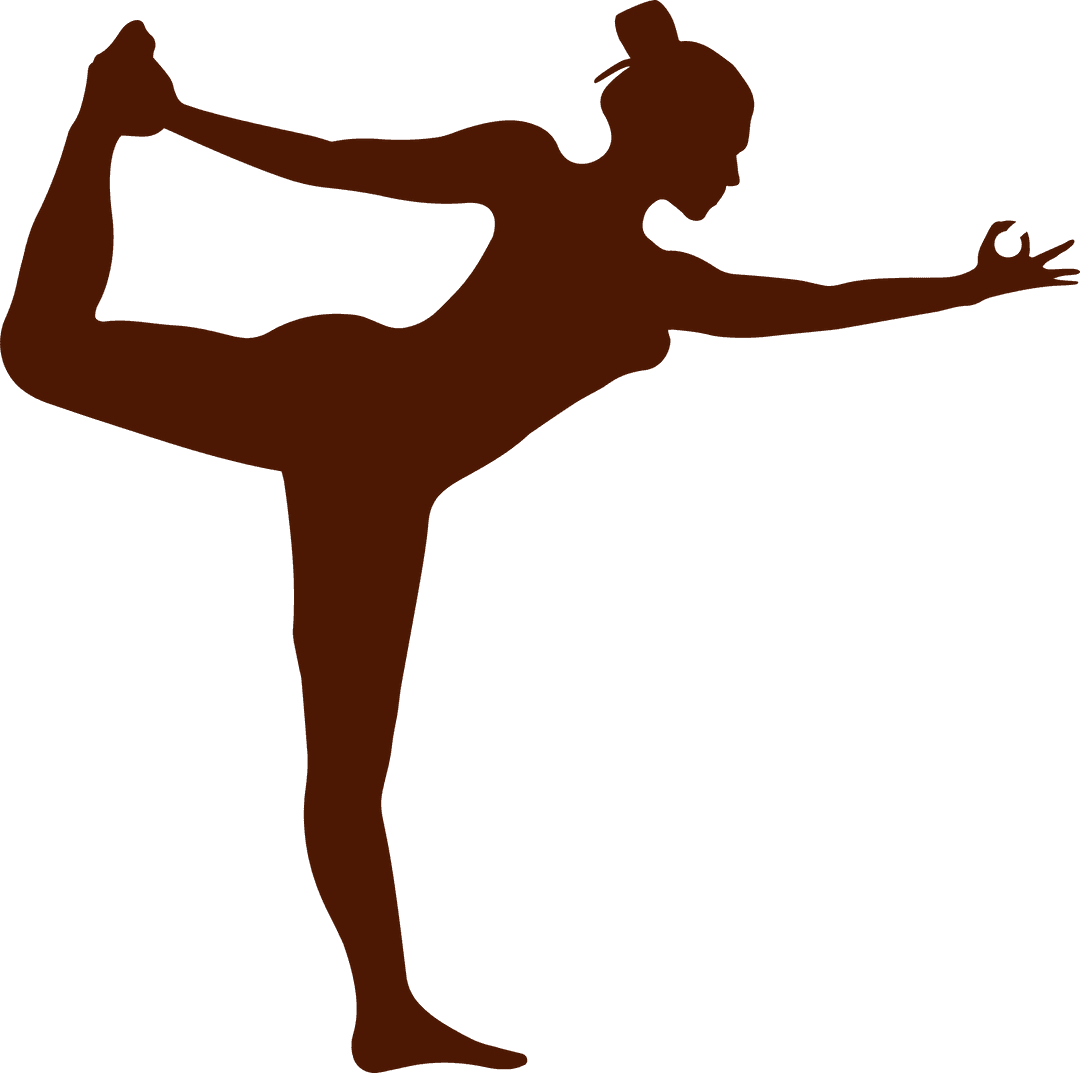 Yoga Dancer Pose Brown Silhouette Design, Transparent Background
