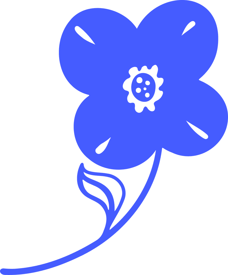 Elegant Blue Flower Vector on Transparent Background for Minimalist Designs