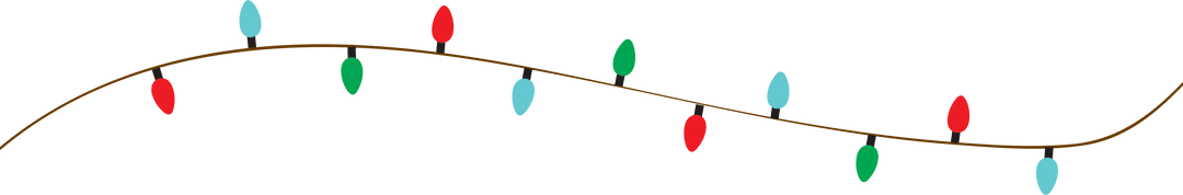 Colorful Christmas Lights on String with Transparent Background