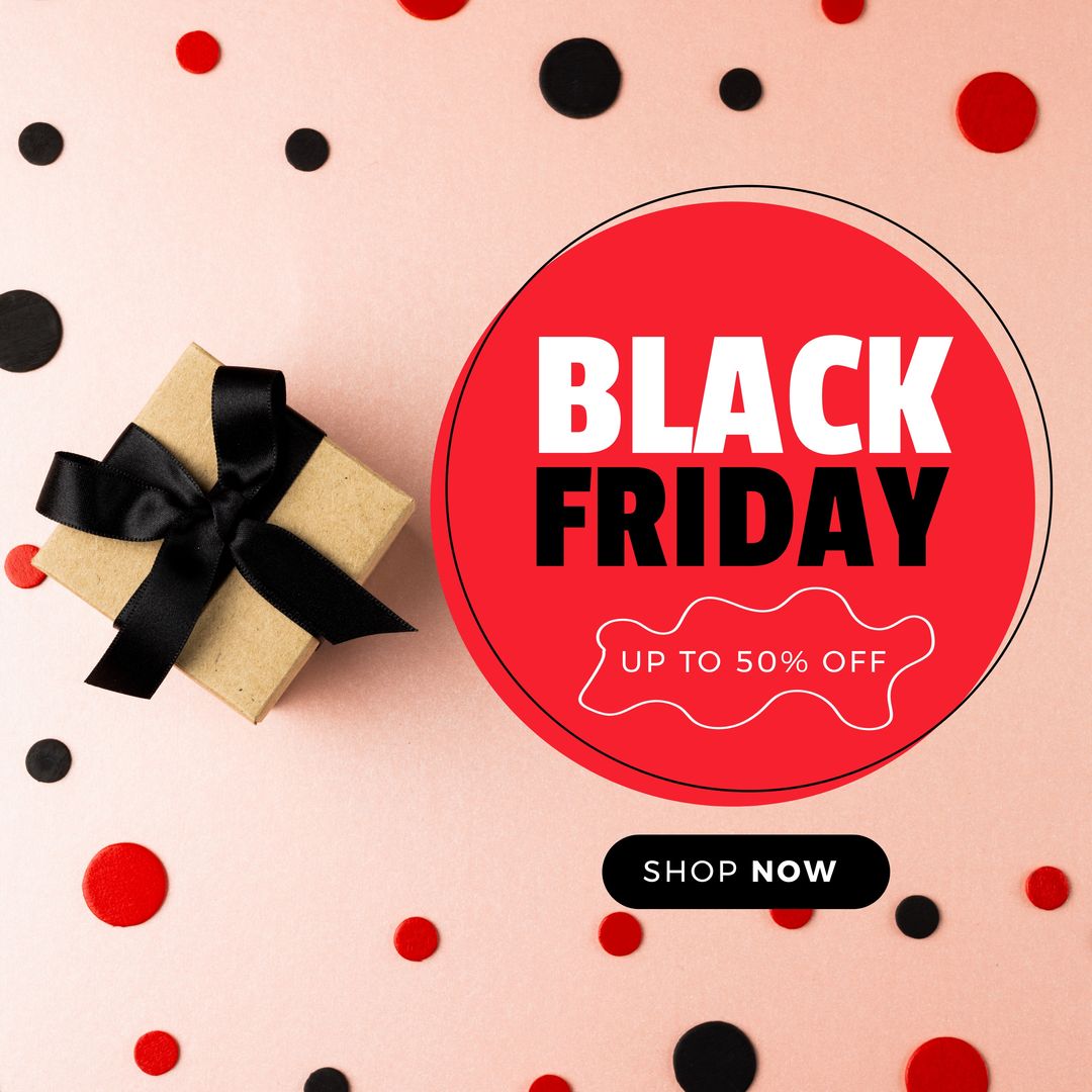 Composition of black friday text over present and spots - Download Free Stock Templates Pikwizard.com