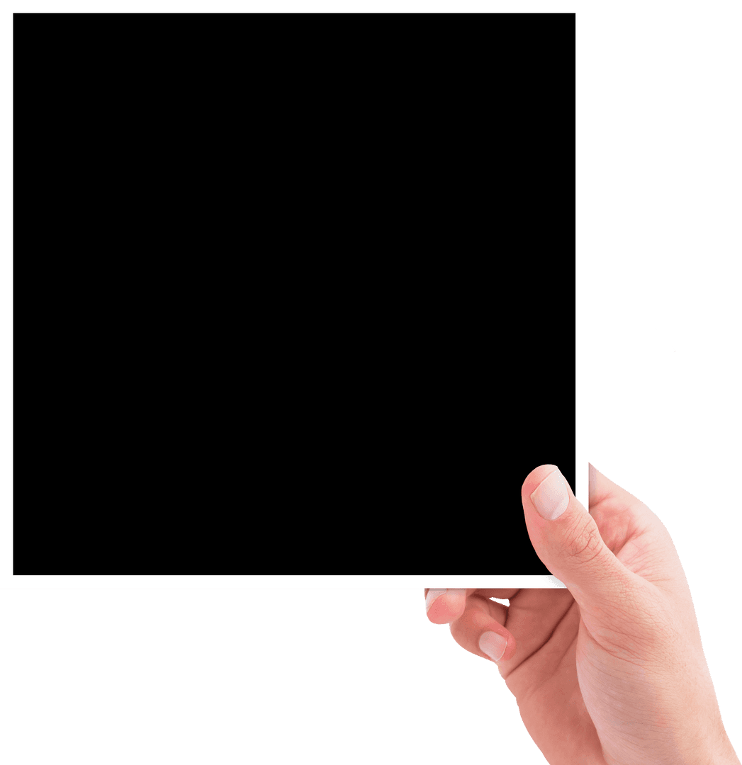 Hand Holding Black Card with Copy Space on Transparent Background
