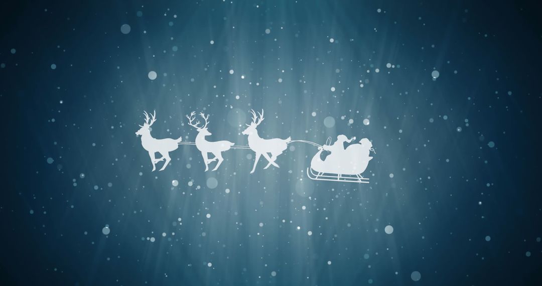 Santa Claus Sleigh and Reindeer Silhouette in Snowfall