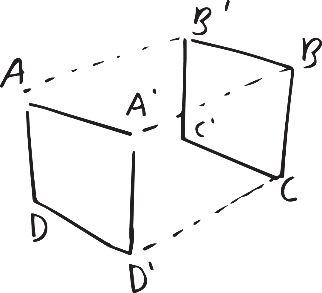 Transparent 3D Rectangle Geometry Diagram with Labels