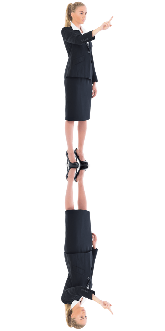 Businesswoman Pointing for Virtual Interface with Transparent Background