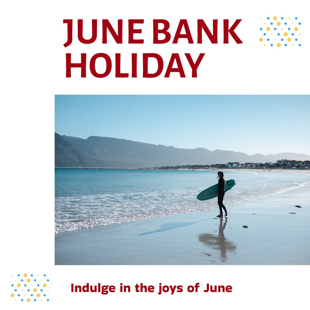 Surfer Enjoying Serene Beach during June Bank Holiday