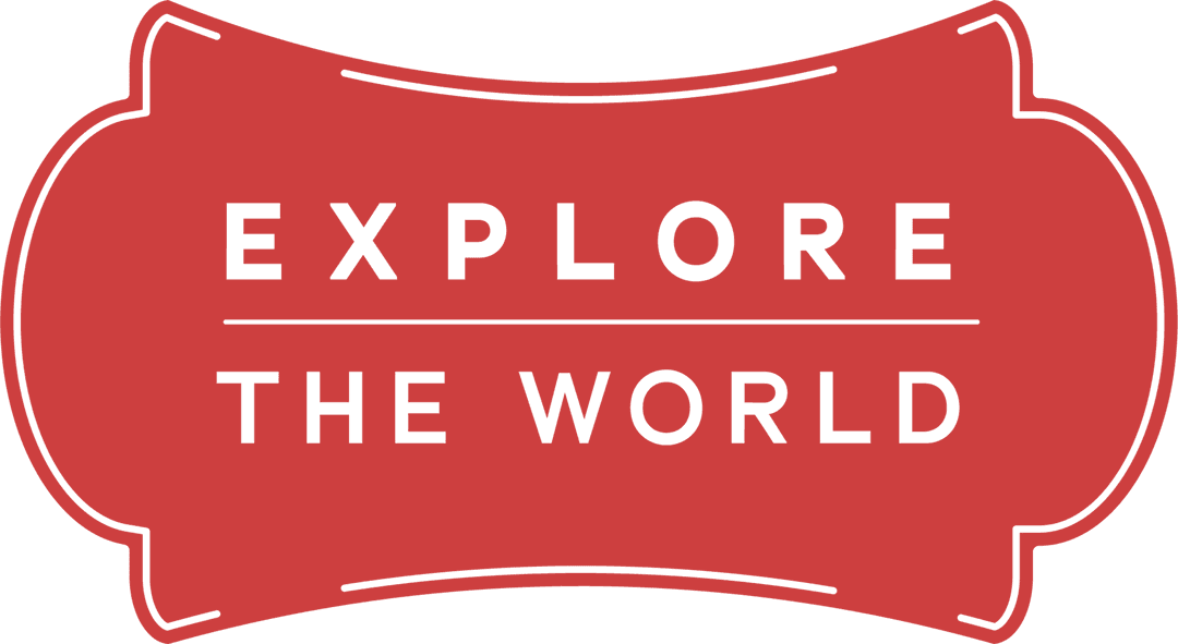 Explore the World Text on Transparent Red Background