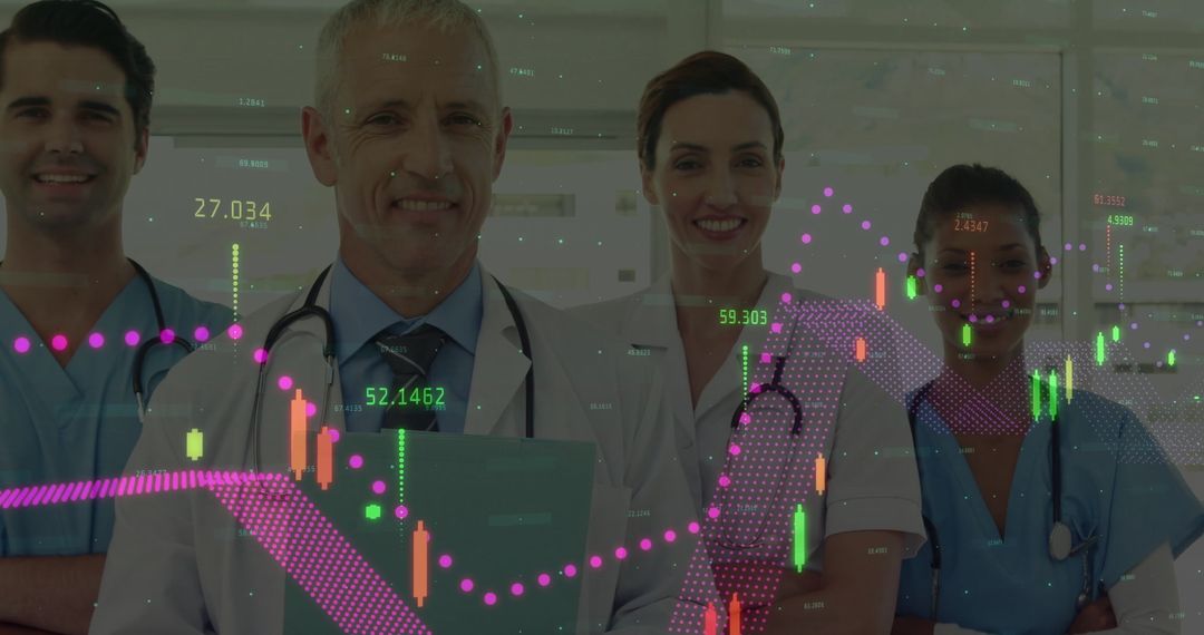 Healthcare Professionals Analyzing Digital Data in Hospital Environment