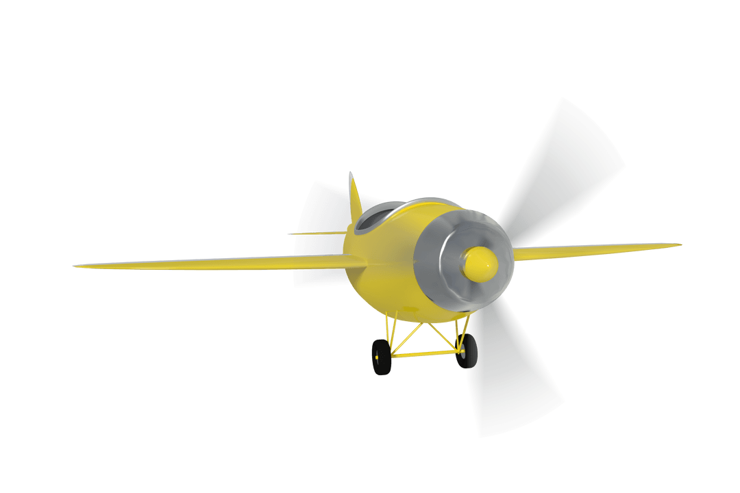Yellow Plane Illustration with Transparent Background