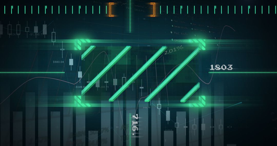 Futuristic Interface with Financial Data Visualization