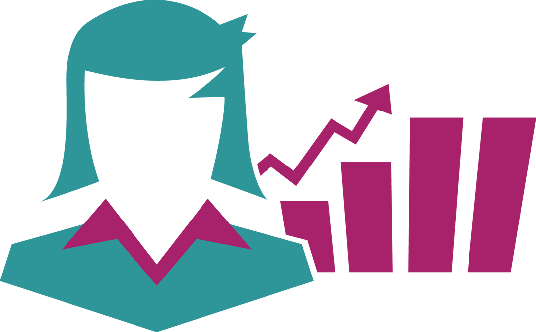 Businesswoman and Chart Symbol on Transparent Background