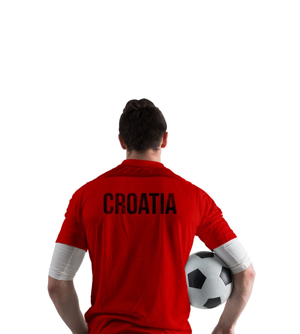 Transparent Croatian Football Player Holding Soccer Ball in Red Jersey - Download Free Stock Images Pikwizard.com