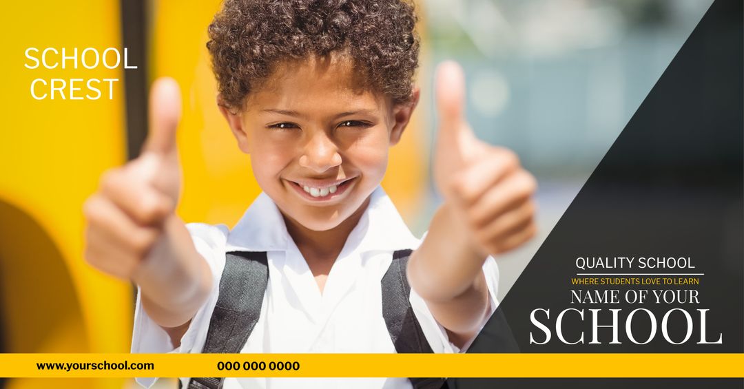 Cheerful Student Giving Thumbs Up to Promote School Pride