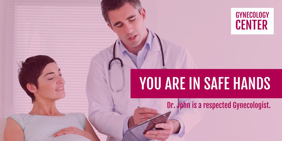 Doctor consulting pregnant patient in clinic for maternal health