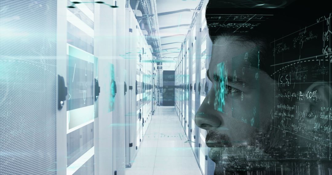 IT Engineer Analyzing Data Streams in Modern Data Center